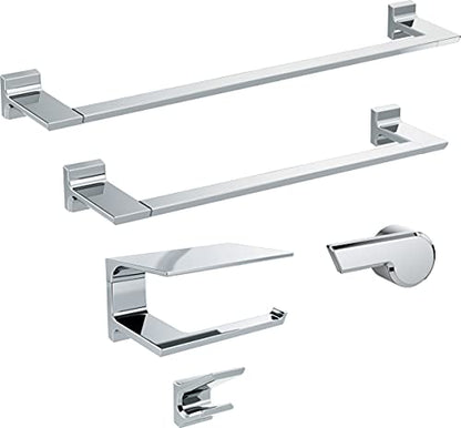 DELTA Pivotal Toilet Paper Holder With Shelf, Polished Chrome, Bathroom Accessories, 79956 6.93 x 3.94 x 3.5 Inches