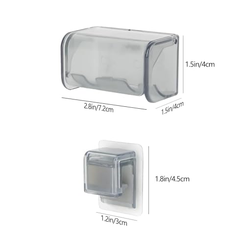 Wall-Mounted Toothbrush Holder with Cover, 2-Slot Organizer with Toothpaste Clip for Bathroom, Shower (Clear Combination 1) - color: Combination 1
