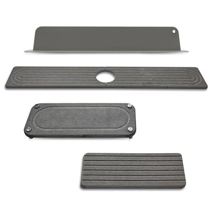 4-Piece Stone Sink Splash Guard Set – Absorbent Diatomite Kitchen Sink Mat with Faucet Cutout, Heat Resistant Stone Drying Mat, Non-Slip Trivet & Splash Guard
