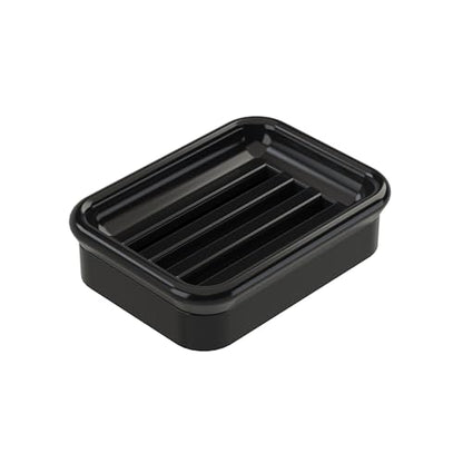2-Piece Composite Granite Soap Dish for Shower - Elegant Stone-Look Bar Soap Holder with Strainer - Durable & Non-Porous Soap Tray for Bathroom and Kitchen Sink, Easy Clean (Black) - color: Black
