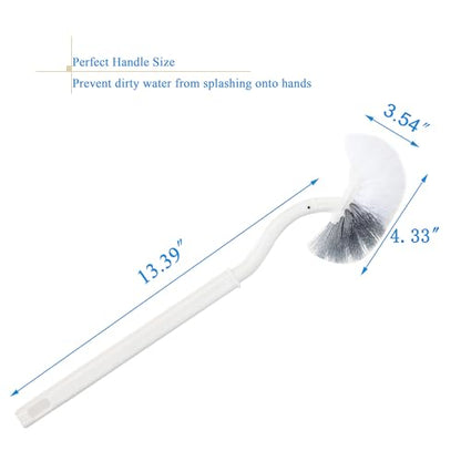 2 Pack Curved Toilet Bowl Brush Without Holder for Bathroom, Compact Toilet Brush Durable Under The Rim Household Deep Cleaning Brushes (White Toilet Brush Without Holder) - color: White Toilet Brush Without Holder