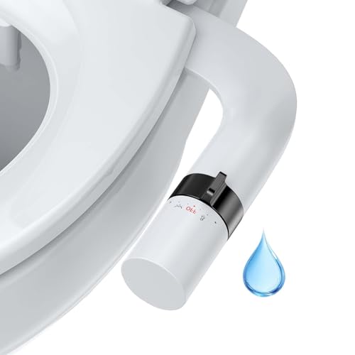IDEALHOUSE Bidet Attachment for Toilet - Dual Nozzle Feminine Wash, Bidet Sprayer for Bathroom,Adjustable Water Pressure,Non-Electric Toilet Bidet for Bathroom Accessories(gloss black dial ring)