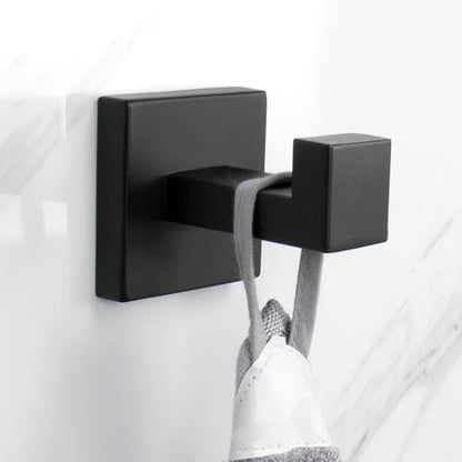 NearMoon Bath Towel Hooks -SUS304 Stainless Steel Square Clothes Robe Hooks Hanger, Heavy Duty Coat Hooks for Bathroom Livingroom Hotel Kitchen Garage, Wall Mounted (4 Pack, Matte Black) - color: Matte Black