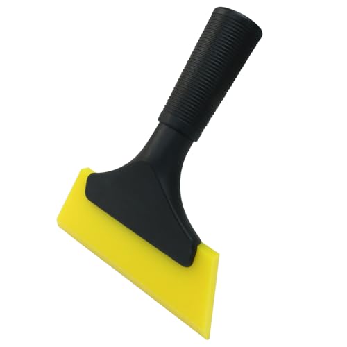 Hordion 2Pcs Small Squeegee 5" Rubber Blade Window Tint Squeegee Yellow | Mini Wiper for Car Windshield Mirror Shower Auto Cleaning - color: Yellow