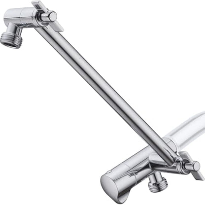 TRUSTMI Shower Arm Diverter with 10 Inch Adjustable Arm to High Rise or Lower Shower Head Combo Offset, Stainless Steel, Polished Chrome - color: Chrome
