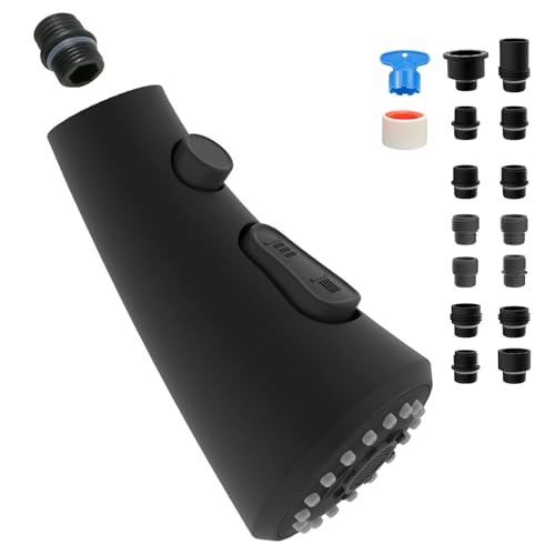 Curve Kitchen Faucet Sprayer Head Compatible with Kohler, Oil-Rubbed Bronze | NSF/ANSI/CAN 372 Certified, 14 Adapter Kit for Universal Fit Use, 3 Function Pull Down Sink Faucet Spray Head Replacement - color: Oil Rubbed Bronze, style: Curve Design