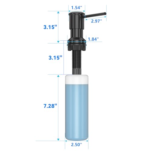 Dish Soap Dispenser, Kitchen Sink Soap Dispenser Pump with 17 OZ Bottle, Refill from The Top, Wide Pump Head Base (Black) - color: Black, size: With Bottle