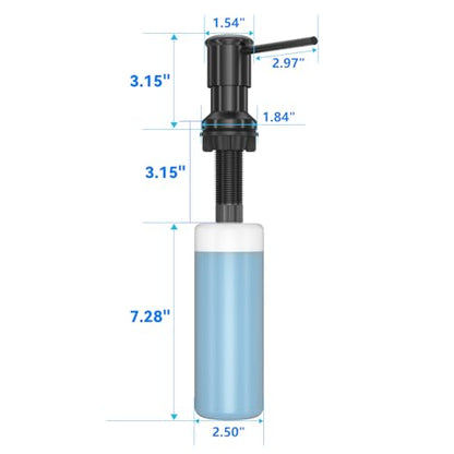 Dish Soap Dispenser, Kitchen Sink Soap Dispenser Pump with 17 OZ Bottle, Refill from The Top, Wide Pump Head Base (Black) - color: Black, size: With Bottle