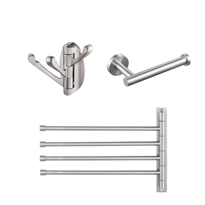 KES KES 13.8 Inch Swivel Towel Rack Brushed Toilet Paper Holder Coat Hook with Multi Three Foldable Arms, A2102S4-2+A2175S12-2-SL+A5060-2-SL