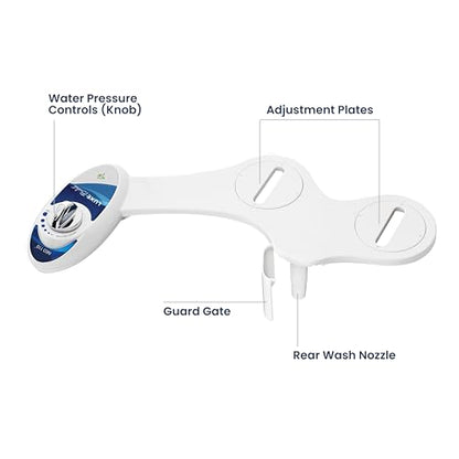 LUXE Bidet NEO 110 - Non-Electric Bidet Attachment for Toilet Seat, Blue | Single Nozzle, Adjustable Water Pressure, Rear Wash - color: Blue