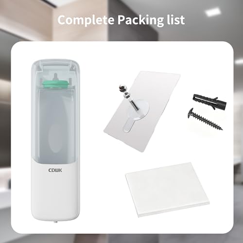 Soap Dispenser Wall Mount, 300ml No-Drill Adhesive or Screw Mounting | Shampoo Conditioner Body Wash Dispenser, Clear Refillable Liquid Lotion Pump, Home Kitchen Bathroom Commercial Office Use - color: White