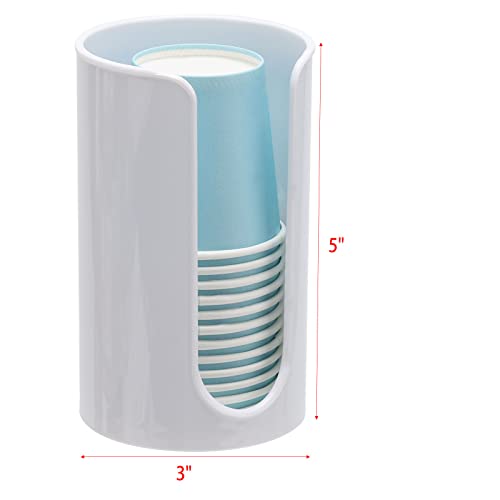 LoveBB Plastic Paper Cup Holder - Small Disposable Cup Dispenser Mouthwash Cup Holder for Bathroom Countertop, White - color: White