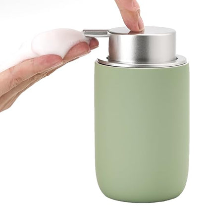 Foaming Soap Dispenser,12oz Foam Dispenser Ceramic,Foaming Hand Soap Dispenser Bathroom,Green Modern Refillable Soap Bottle for Hand Wash(Rubber Paint) - color: Mint Green