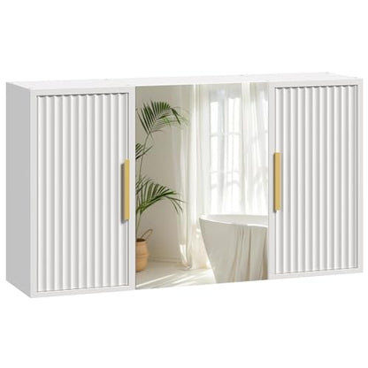 Bathroom Wall Cabinet with Mirror, Medicine Cabinet Mirror, Wall Mounted Medicine Cabinet, Mirrored Door Over The Toilet Storage, for Laundry Room, Bedroom, Camper, Hallway, White