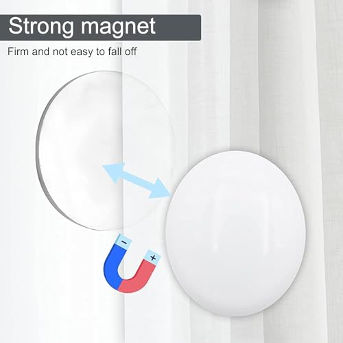 GANPUB 4 Pcs Magnetic Shower Curtain Magnets Weights Drapery Weights, Waterproof Heavy Duty Curtain Liners Weights Bottom, Bathroom Curtain Weight Clips, Shower Curtains, Hooks and Liners（White）