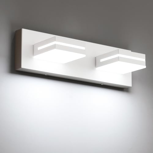 SineRise LED Modern Bathroom Vanity Light Fixtures, Modern Acrylic Bathroom Wall Lighting Fixtures Over Mirror, 2-Light, 15.5-Inch, White, White - color: White, White, size: 2-Light, 15.5-Inch