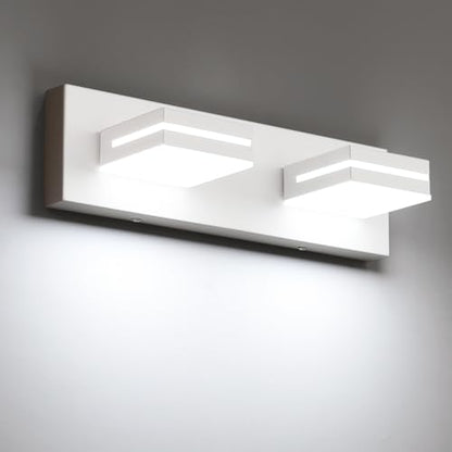 SineRise LED Modern Bathroom Vanity Light Fixtures, Modern Acrylic Bathroom Wall Lighting Fixtures Over Mirror, 2-Light, 15.5-Inch, White, White - color: White, White, size: 2-Light, 15.5-Inch