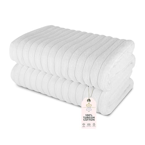 CTT - Premium 2 Piece Jumbo Bath Sheets, 100% Turkish Cotton, Absorbent & Ultra Comfy Bath Towel Sheets for Hotels & Spa | 40"x65" (White) - color: White, size: 2-Piece Bath Sheets