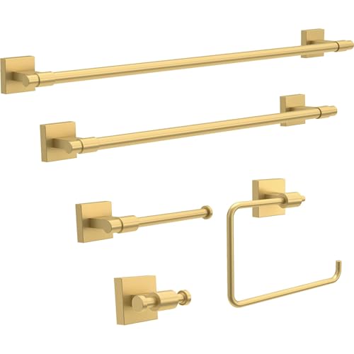 Franklin Brass Maxted (1-Pack) Hand Towel Ring Modern Gold Holder for Wall Mount Square Hanger for Kitchen, Bathroom Accessories MAX46-MG - color: Modern Gold