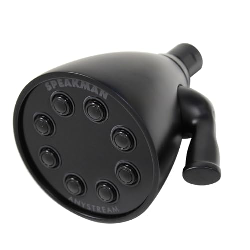Speakman S-2251-MB Signature Icon Anystream High Pressure Adjustable Solid Brass Shower Head, 2.5 GPM, Matte Black - color: Matte Black, size: 2.5 GPM