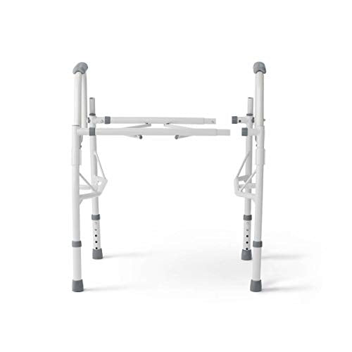 Medline Adjustable Steel Drop-Arm Bedside Commode, Portable Bedside Toilet, 350 lb Weight Capacity Removable 7.5 QT. Bucket, Toilet Chair For Elderly, Tool-Free Assembly