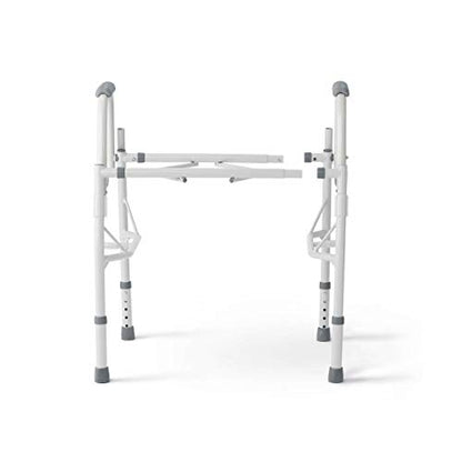 Medline Adjustable Steel Drop-Arm Bedside Commode, Portable Bedside Toilet, 350 lb Weight Capacity Removable 7.5 QT. Bucket, Toilet Chair For Elderly, Tool-Free Assembly