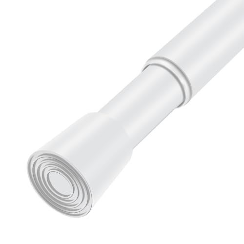 Shower Curtain Rod, No Drill Spring Tension Curtain Rods for Windows, Bathroom, Closet, Non-Slip, Anti-Rust, 0.87" Diameter, White, 1 pack - color: white, size: 28"-77" 1pcs