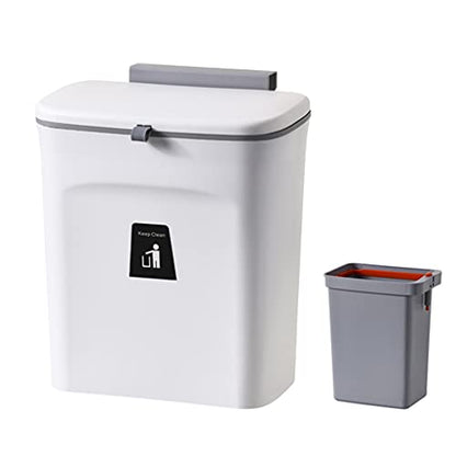 Hanging Trash Bin Wall Mounted Waste Bin Gargabe Waste Can for Bathroom Kitchen (White) - color: White