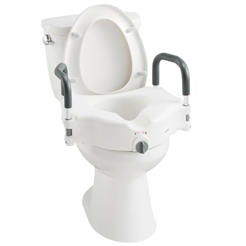 5" Toilet Seat Riser Supports 300lbs Raised Toilet Seat with Removable Padded Arms for Seniors, Pregnant, Handicap(N1FYT14-AZ)