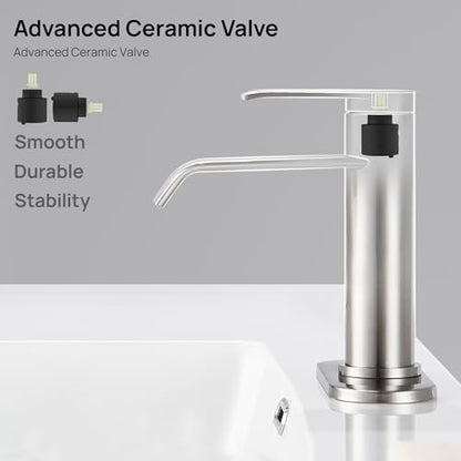 Bathroom Sink Faucet 1 Hole with Metal Pop-up Drain Brushed Nickel | Single Handle Bathroom Faucet with Supply Lines and Deck, Modern Waterfall Bathroom Faucets, for 1 or 3 Hole, G-7001BN - color: Brushed Nickel