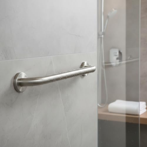 Stainless Steel Bathroom Grab Bar, Silver Textured Grip Handrail for Shower and Bathtub, Durable Wall Mount Rail - size: 11.02 x 0.98 x 2.95 in