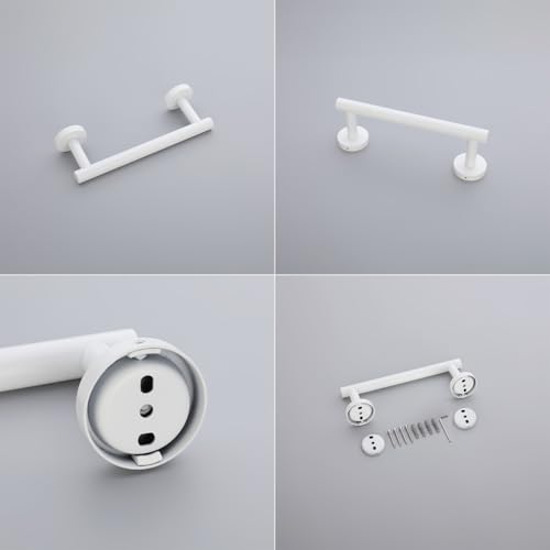 GERZWY 9-Inch Bath Towel Bar SUS 304 Stainless Steel Bathroom Towel Bar Modern Round Style Wall Mount, White - color: White, size: 9 Inch (Pack of 1)