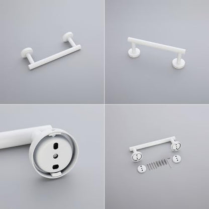 GERZWY 9-Inch Bath Towel Bar SUS 304 Stainless Steel Bathroom Towel Bar Modern Round Style Wall Mount, White - color: White, size: 9 Inch (Pack of 1)