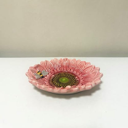 Ceramic Sunflower Bathroom Accessories Set, 4 Piece Bathroom Ensemble Set with Toothbrush Holder, Toothbrush Cup, Soap Dispenser, Soap Dish (Pink) - color: Pink