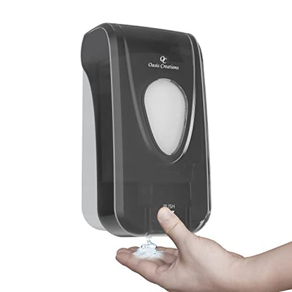 Manual Soap and Hand Sanitizer Dispenser by Oasis Creations, Liquid or Gel, Soap Dispenser Wall Mount, 1000ml/33oz. Commercial or Residential – Black Smoke - color: Black
