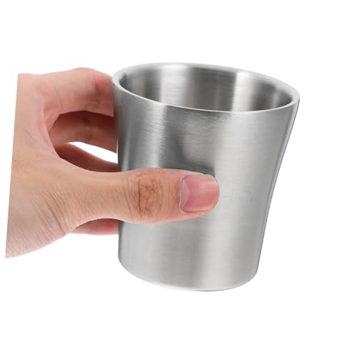 DECHOUS Stainless Steel Toothbrush Holder and Rinse Cup Waist Shaped Metal Mug for Bathroom Multiuse Drinking Cup for Stylish Travel Accessory Reusable and Stackable
