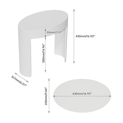 Solid Surface Shower Stool, White Shower Bench, | Waterproof Bathroom Seat for Inside Showers with 400 lbs Capacity, 9.84"D x 16.93"W x 16.93" - color: White Oval