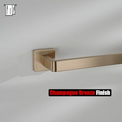 JQK Champagne Bronze Towel Bar, 16 Inch 304 Stainless Steel Thicken 0.8mm Towel Rack Bathroom, Towel Holder Wall Mount, Total Length 18.41 Inch, TB250L16-CB - color: Champagne Bronze, size: 16.41 Inch