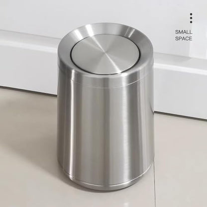 2.6Gallen Brushed Nickel Bathroom Trash Can with Lid, Stainless Steel Garbage Can with Flipping Lid,for Bathroom, Kitchen,Living Room,Bedroom,Hotel (Silver) - color: silver
