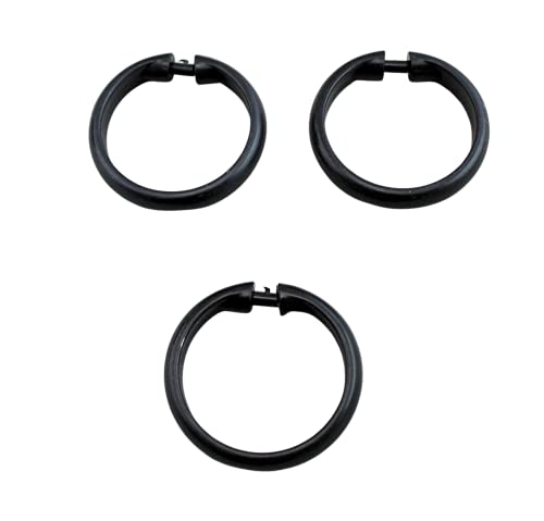 12 Piece Plastic Basic Locking Round Hook Easy Gliding Shower Curtain Rings Fits All Standard Size Shower Rods (Black) - color: Black