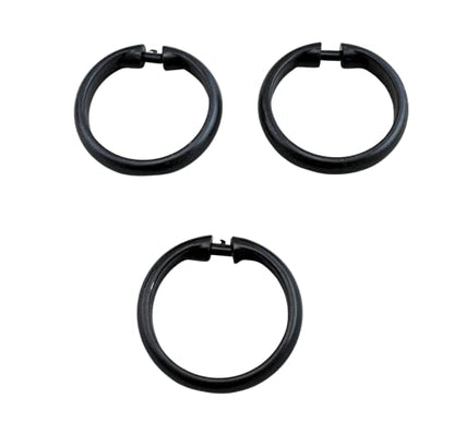 12 Piece Plastic Basic Locking Round Hook Easy Gliding Shower Curtain Rings Fits All Standard Size Shower Rods (Black) - color: Black
