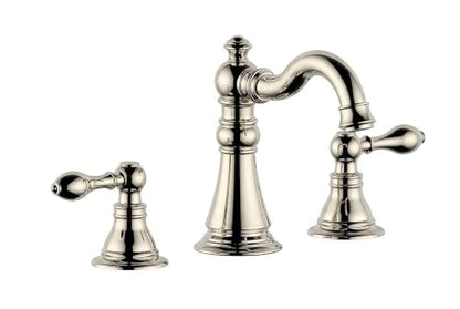 Polished Nickel 2-Handle 8 Inch Widespread Bathroom Faucet, 3 Holes | Derengge Traditional Widespread Sink Faucet, With Pop-Up Drain 360° Swivel Stainless Steel Spout,F-8805-PN - color: Polished Nickel