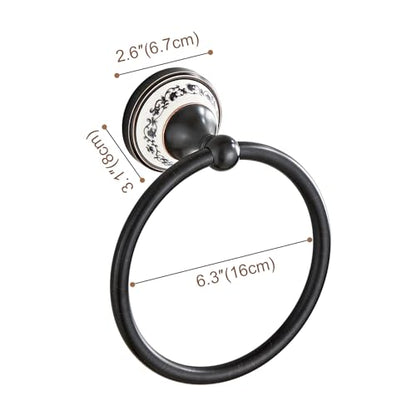 Black Towel Ring Zinc Alloy Bathroom Kitchen Hand Ring Wall Mounted Bathroom Kitchen Towel Rack Heavy Duty Towel Hanger for Bath YIGUANXIN - color: Black, size: Towel Ring