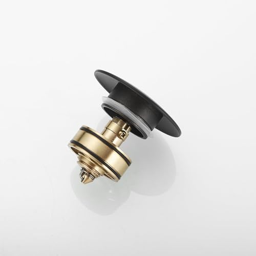 Bathroom Sink Drain, 1-1/2" to 1-3/4", Matte Black | Bathroom Sink Stopper with Overflow Pop Up Drain Assembly Stopper, Vessel Vanity Lavatory Commercial Bath Brass - color: Black