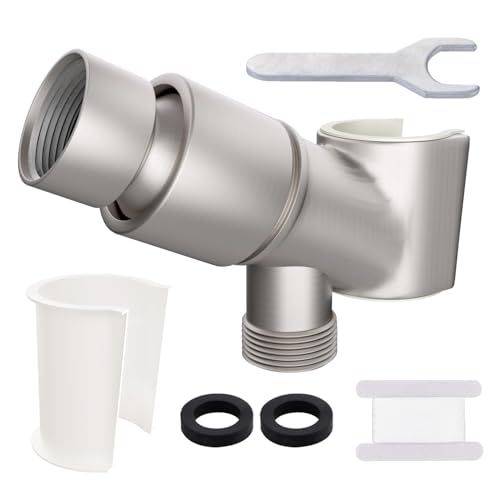 All Metal Handheld Shower Head Holder, Adjustable Shower Wand Holder with Universal Shower Arm Mount and Brass Pivot Ball, for Connecting Shower Arm and Shower Hose - color: Brass - Matte Black
