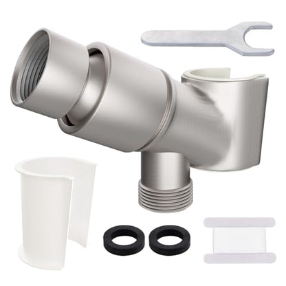 All Metal Handheld Shower Head Holder, Adjustable Shower Wand Holder with Universal Shower Arm Mount and Brass Pivot Ball, for Connecting Shower Arm and Shower Hose - color: Brass - Matte Black