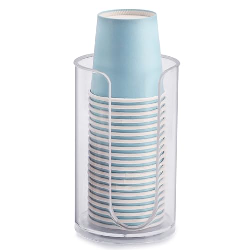 Bathroom Cup Dispenser, 3oz-5oz Small Disposable Paper Cups Holder Clear | for Bathroom Vanity Countertop's Rinsing/Mouthwash Cups - color: Clear