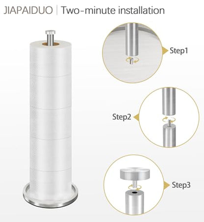 Toilet Paper Holder Stand with Reserve Function, Brushed Nickel Toilet Roll Holder Free Standing, Toilets Paper Storage Stand for 5 Rolls of Toilets Papers，Modern Design - color: Brush Nickel