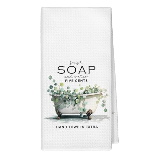 Funny Sage Green Eucalyptus Hand Towels, Botanical Decor Hand Towels for Bathroom, Rustic Farmhouse Eucalyptus Decorative Towel for Bathroom Washroom Toilet, 16x24 Inch - color: Eucalyptus