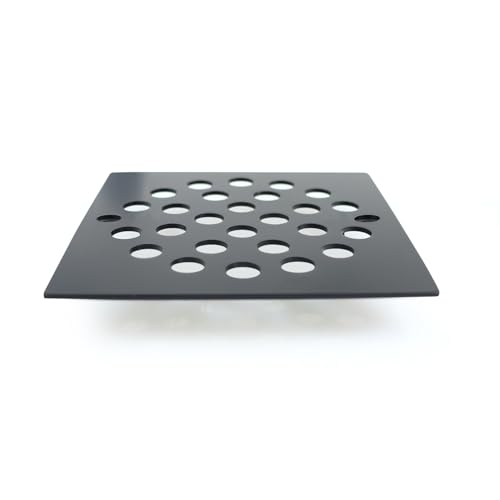 4 Inch Screw-in Square Floor Drain Cover Replacement Shower Grates with Screws,304 Stainless Steel (Black) - color: Black